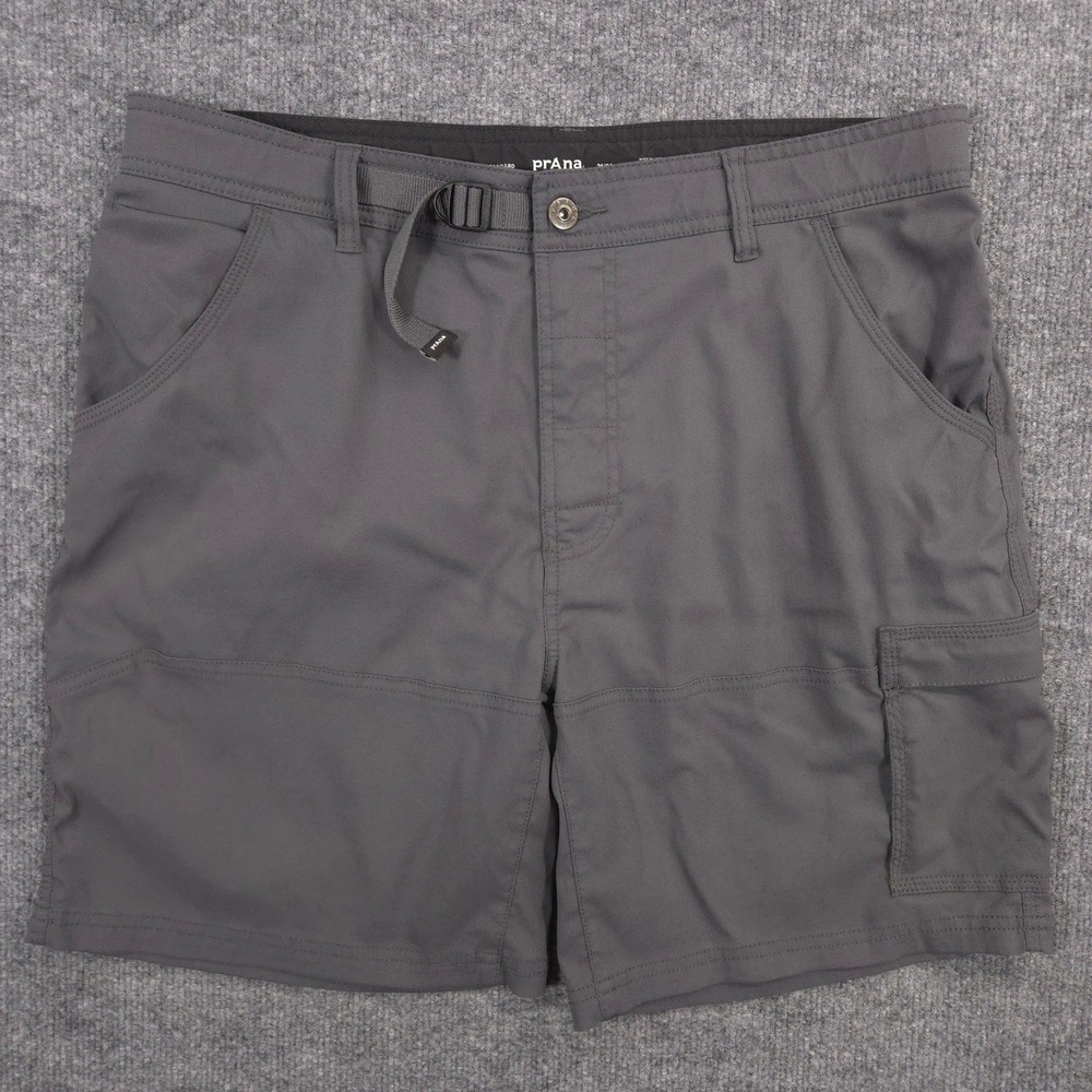 Prana Stretch Zion Shorts Mens 36 Gray Performance Outdoor Adjustable Hiking